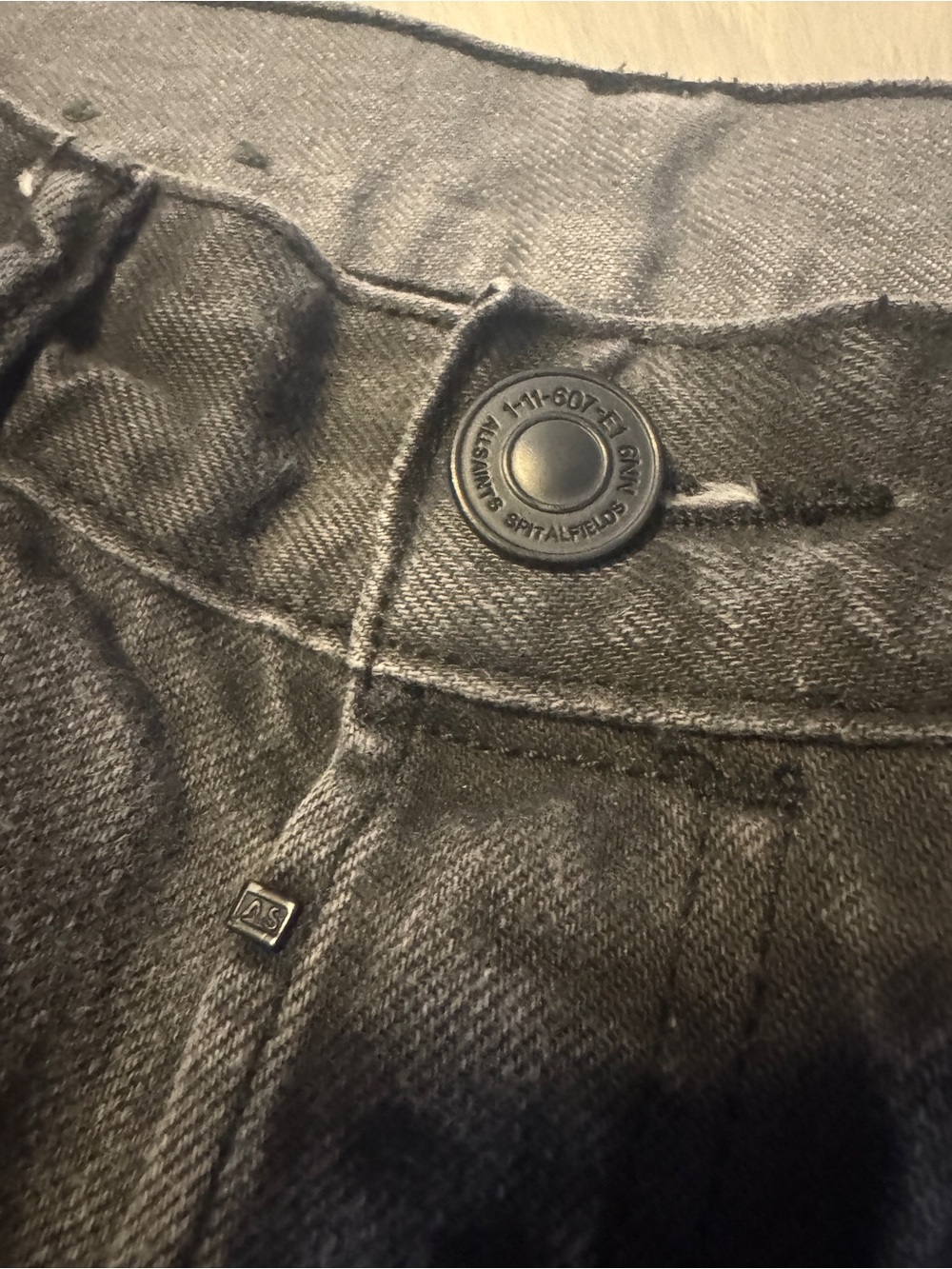 Men's AllSaints Pistol Fit Jeans- size 28- dark was gray button fly- Never Worn! - Picture 3 of 6